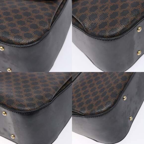 CELINE Macadam Canvas Hand Bag Pvc Leather Black Gold - Picture 10 of 13